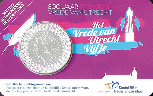Vrede van Utrecht Vijfje 2013 Coincard UNC